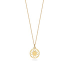 gold supernova necklace on white background