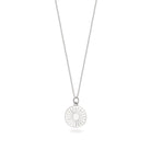 silver daisy necklace on white background