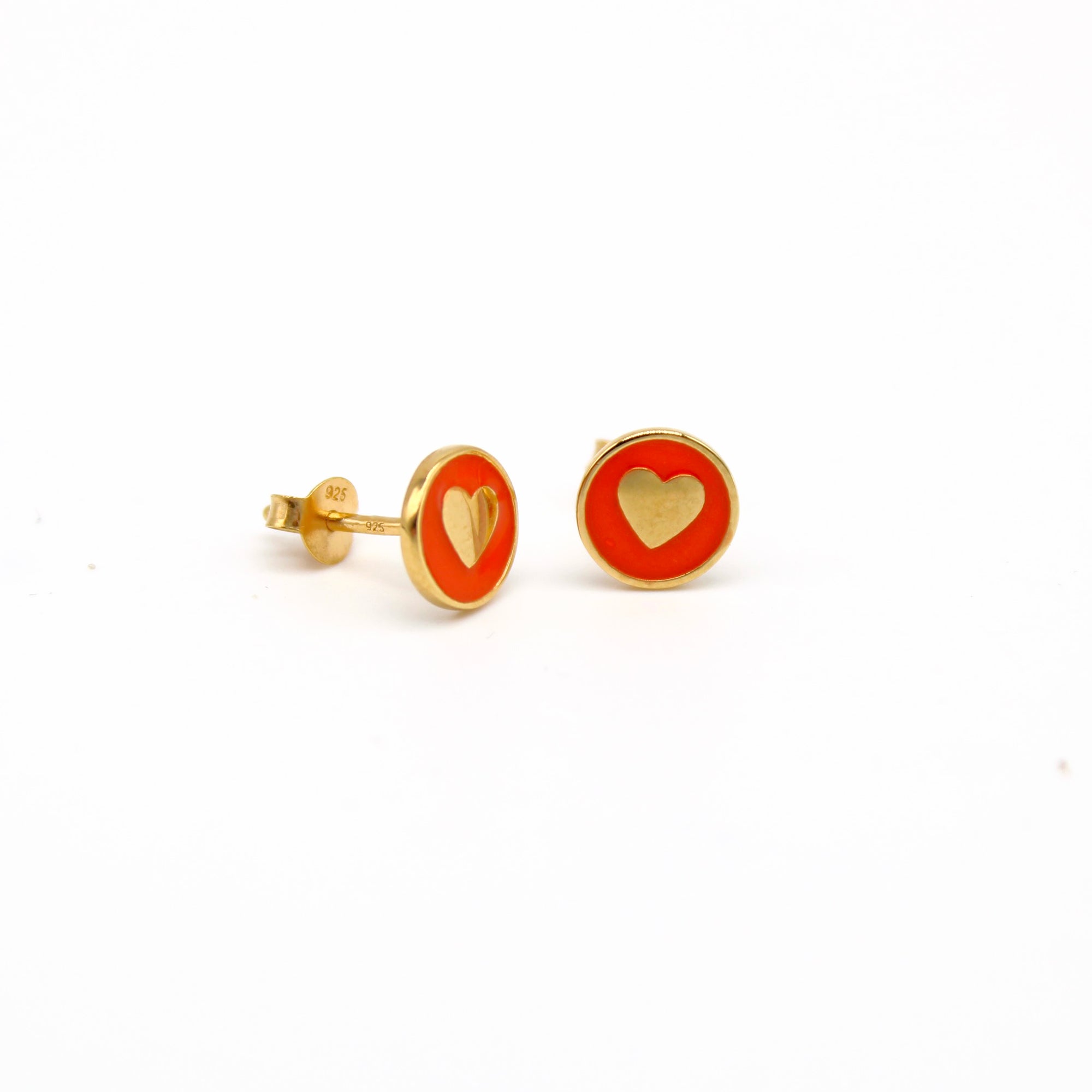 orange heart earrings