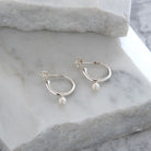 Half Hoop Earrings with Round Pearl Sterling Silver