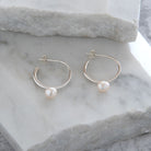 Half Hoop Earrings with Round Pearl Sterling Silver