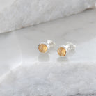 Birthstone Stud Earrings November: Citrine and Sterling Silver