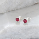 Birthstone Stud Earrings October: Pink Tourmaline and Sterling Silver