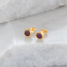 Birthstone Stud Earrings July: Ruby and Gold Vermeil