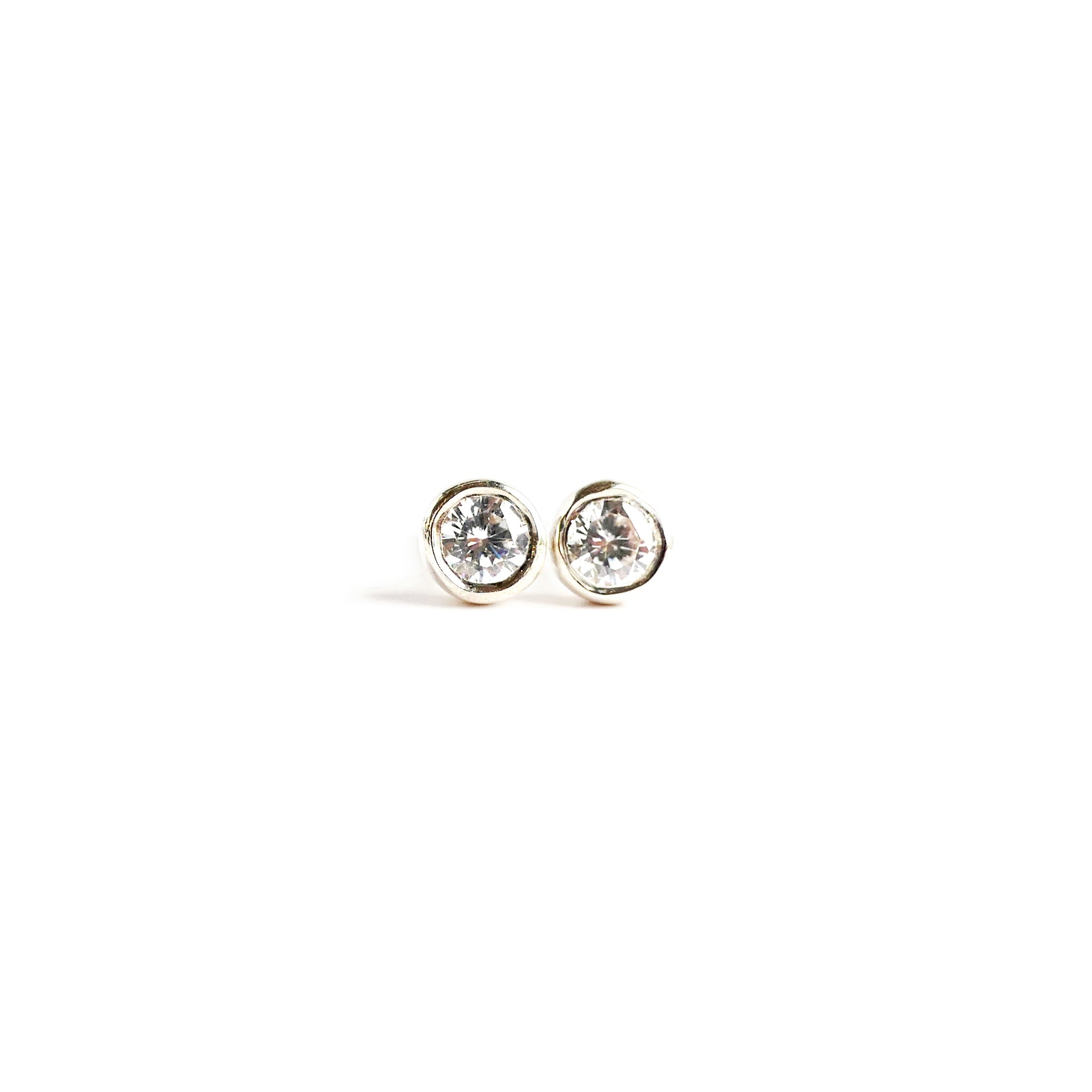 Mini Birthstone Stud Earrings Sterling Silver