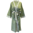 green leaf design kimono dressing gown