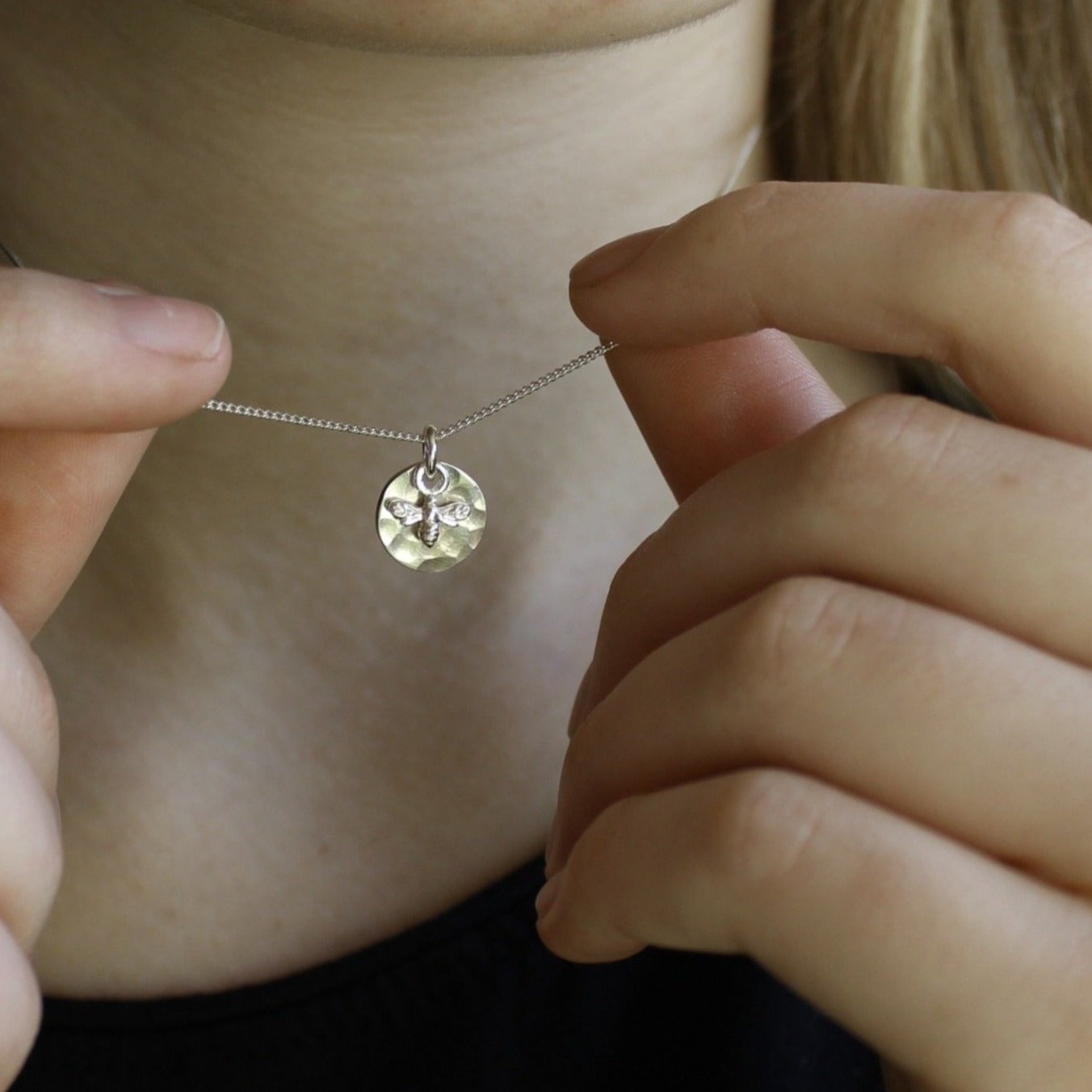 mini bee necklace on chain