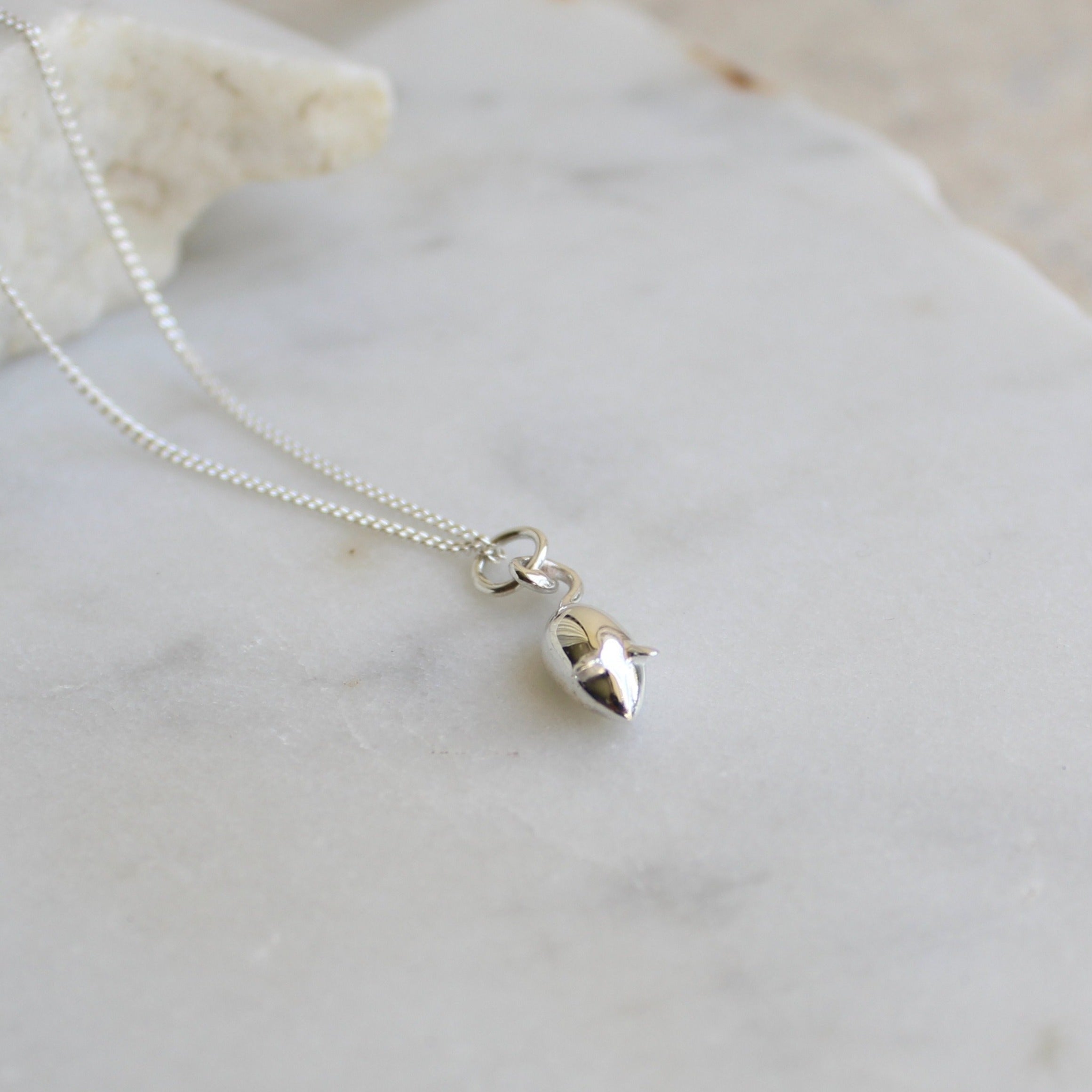 sterling silver mouse pendant necklace