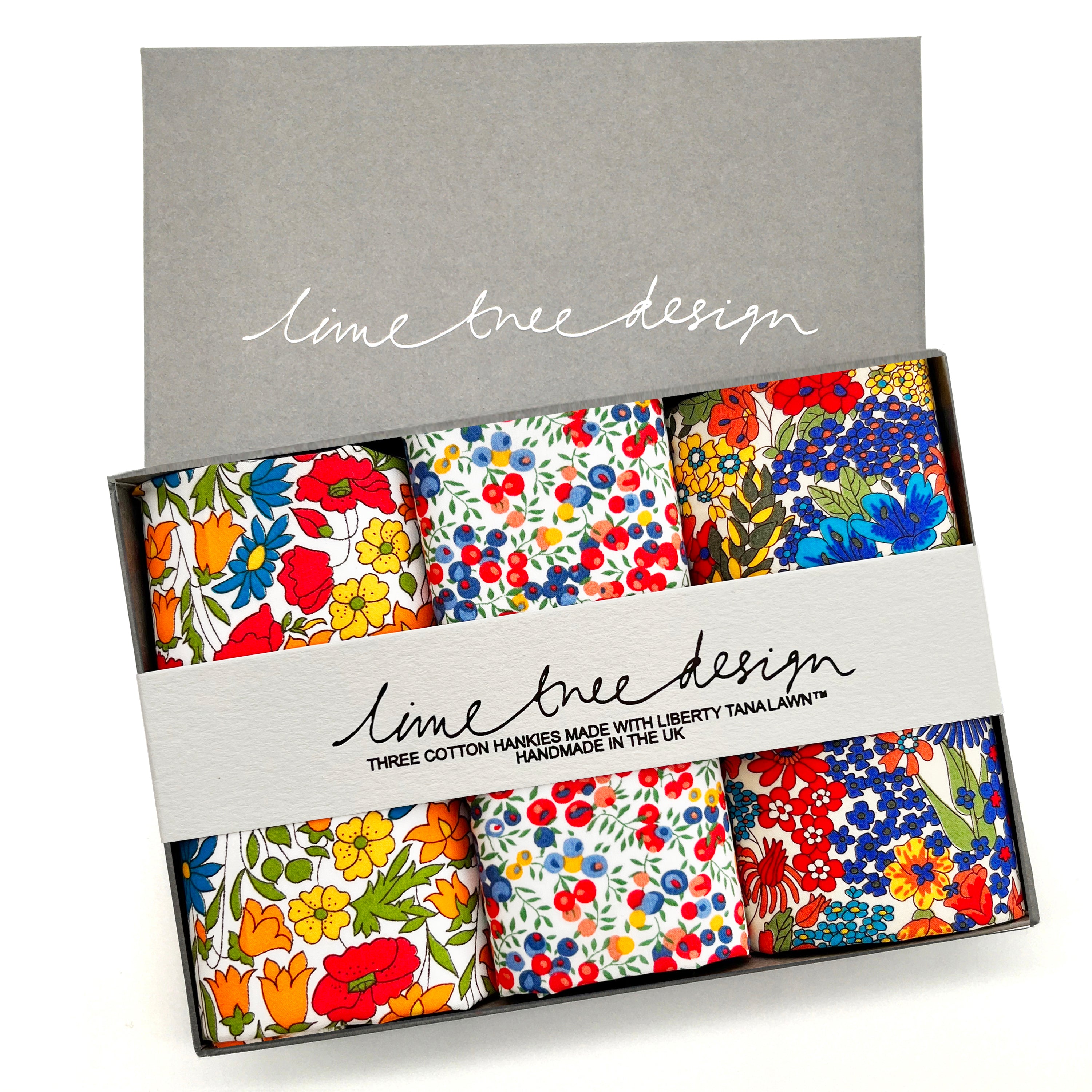poppy field set of 3 hankies and pocket squares in liberty of London fabric