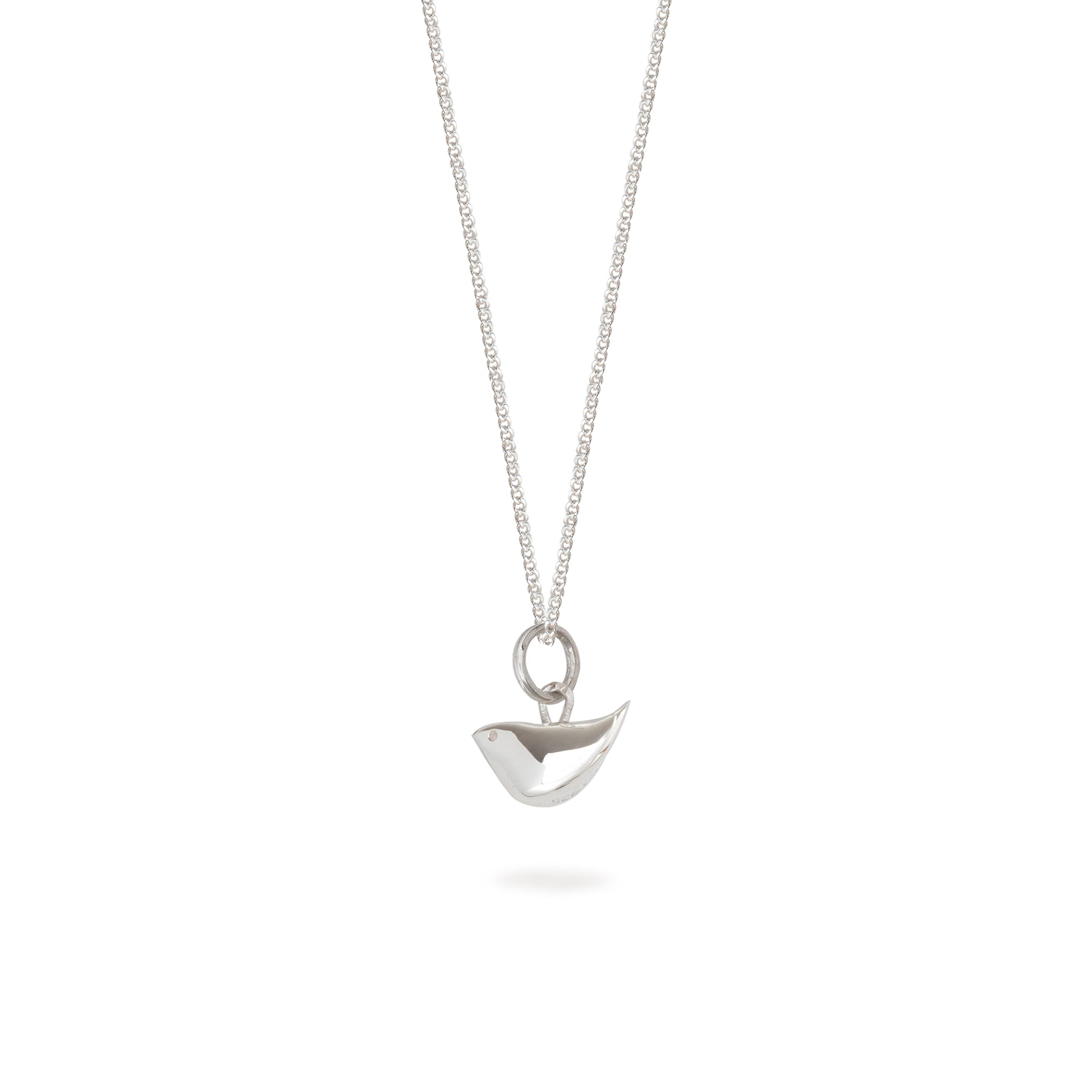 Mini Bird Charm Necklace Sterling Silver