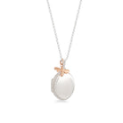 silver oval locket with gold bee