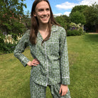 green leaf pyjamas made from block print cotton