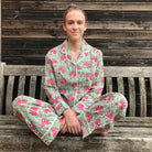 floral pink and green cotton pyjamas