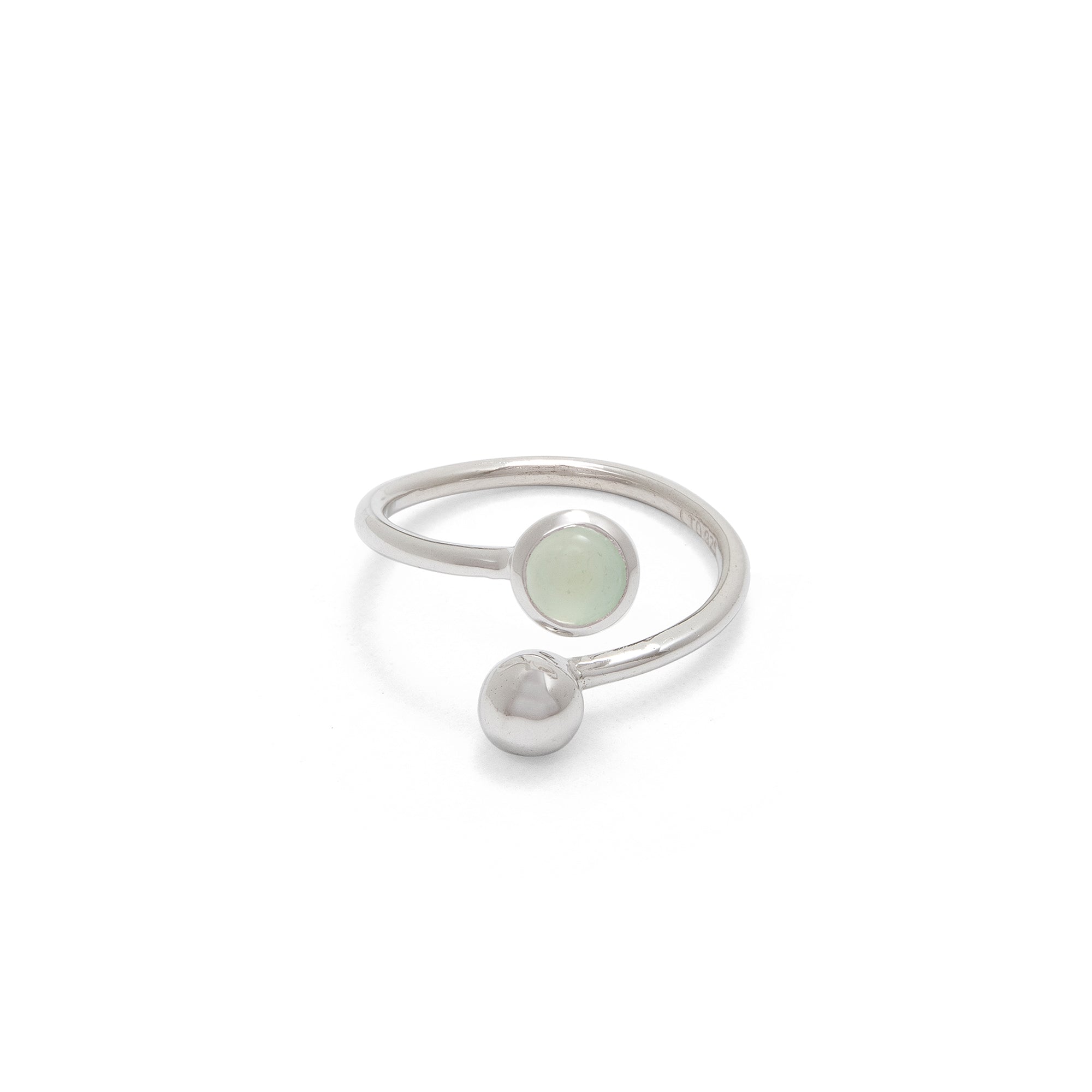 Aqua Adjustable Birthstone Ring Sterling Silver March