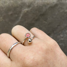 Pink Adjustable Birthstone Ring Sterling Silver October