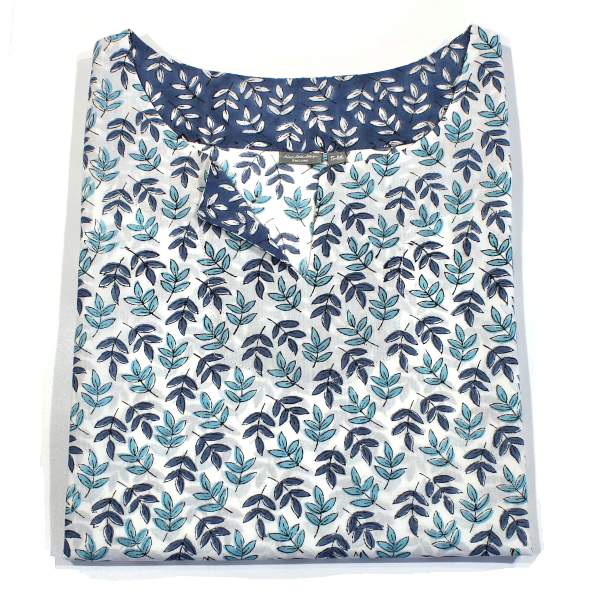Blue and turquoise leaf summer tunic