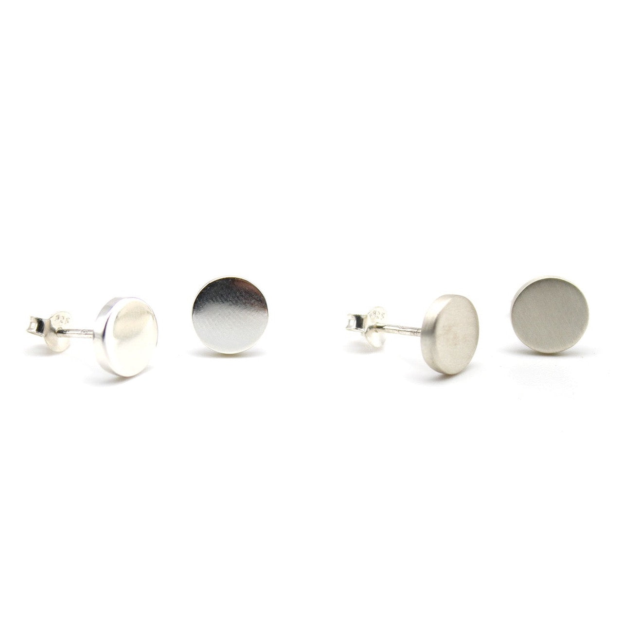 Brushed and polished full moon studs