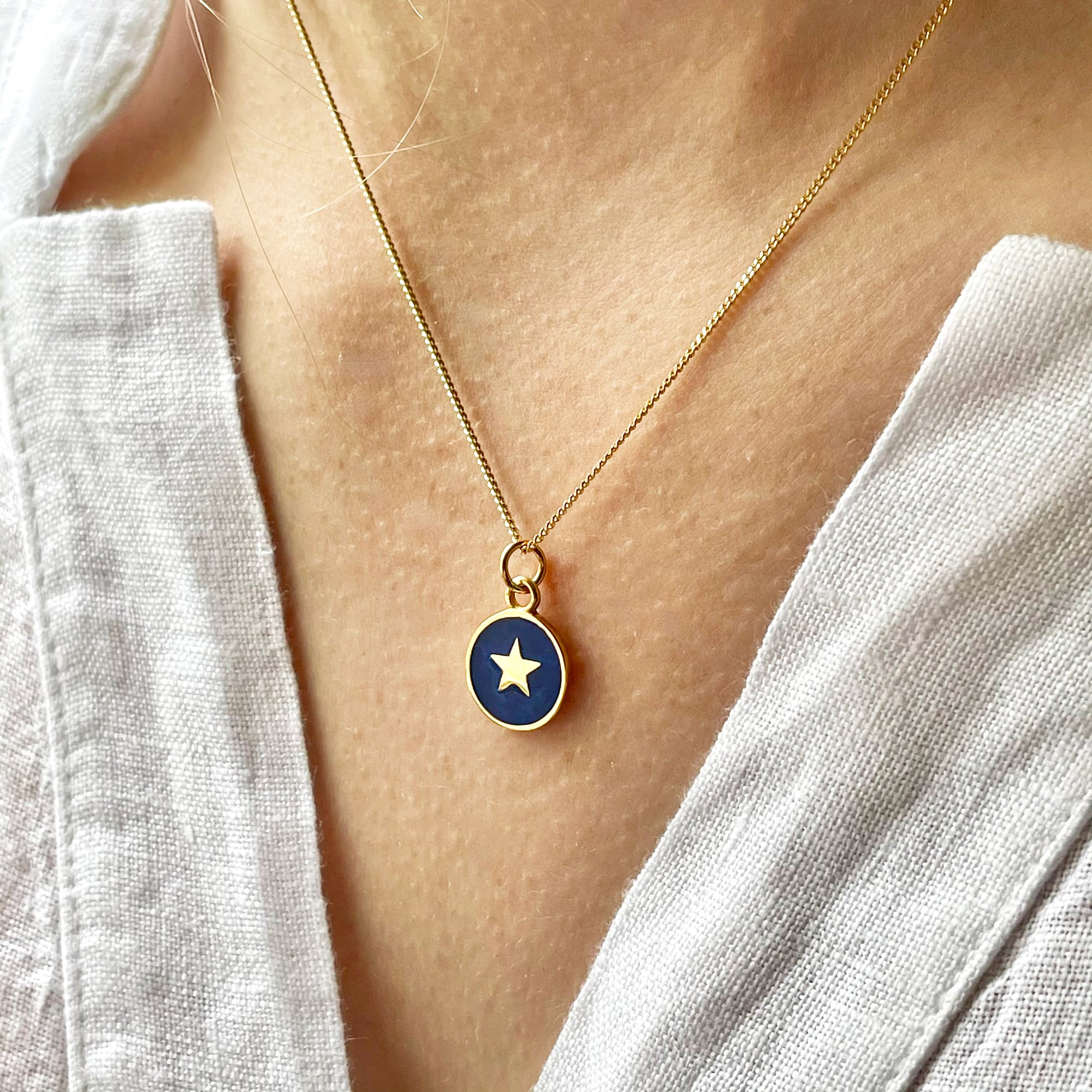 indigo blue enamel necklace