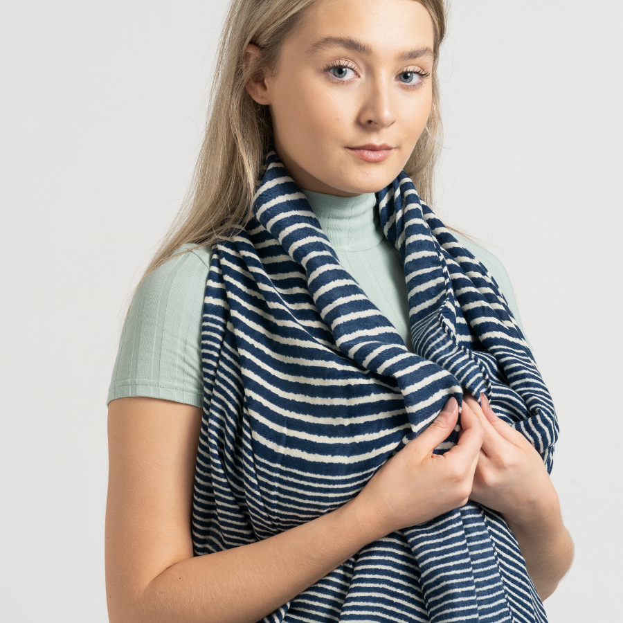 Navy Cross Stripe Scarf