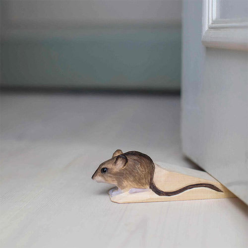 wooden mouse doorstop