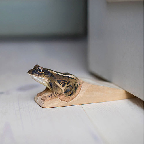 Hand -carved Wooden Frog Doorstop