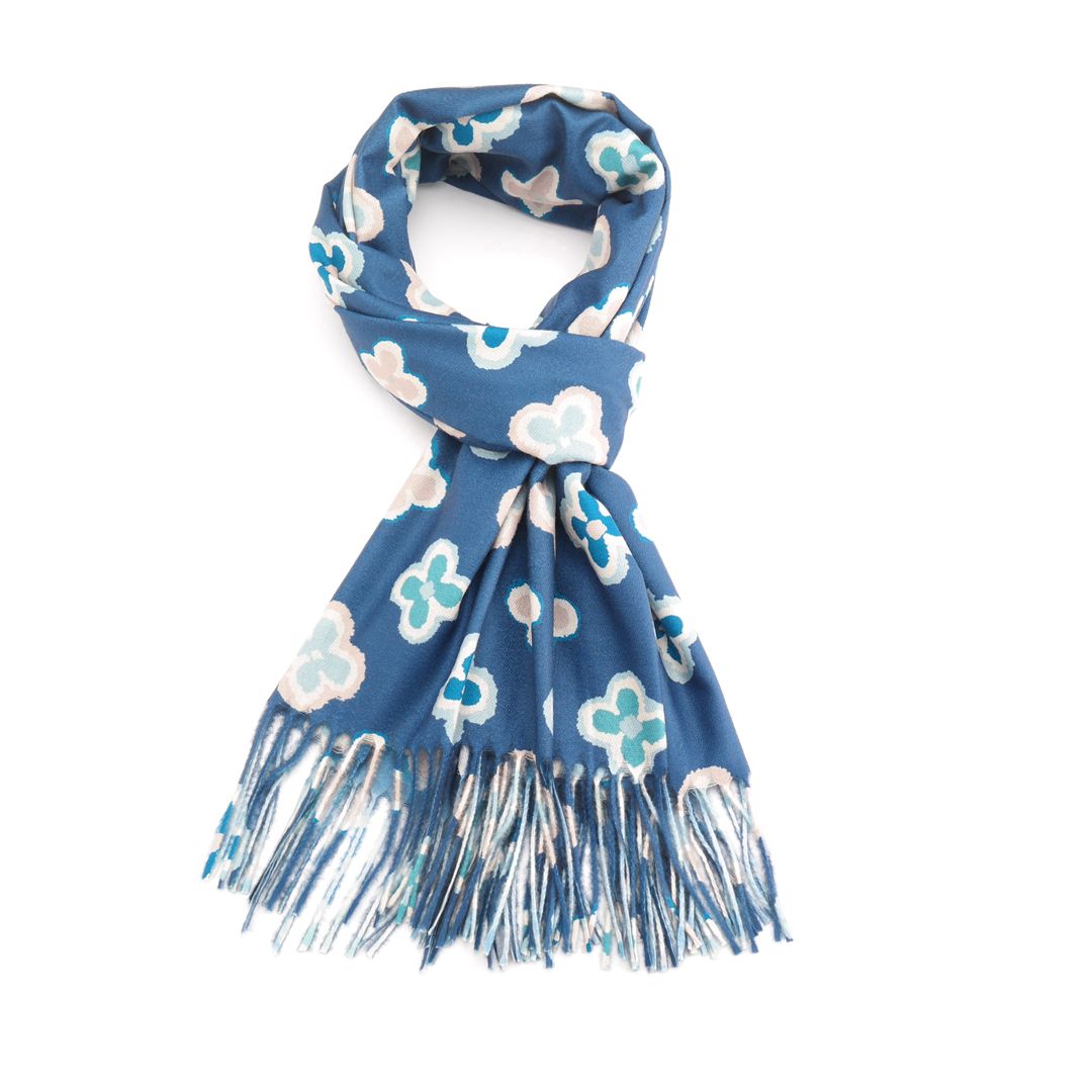 Navy Floral Scarf