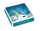 Box of Christmas cards with a snowman design on a white background