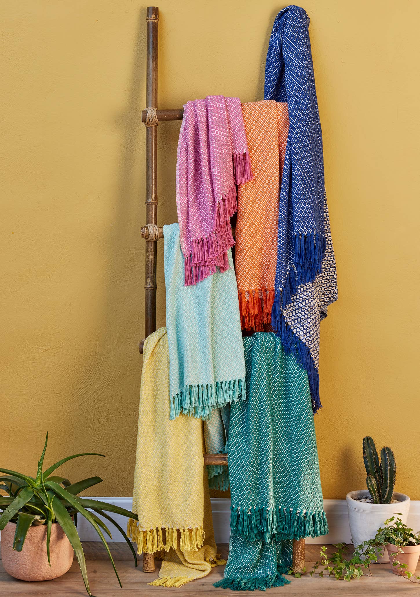 Recycled Cotton Throw Pink Rosalie Weave