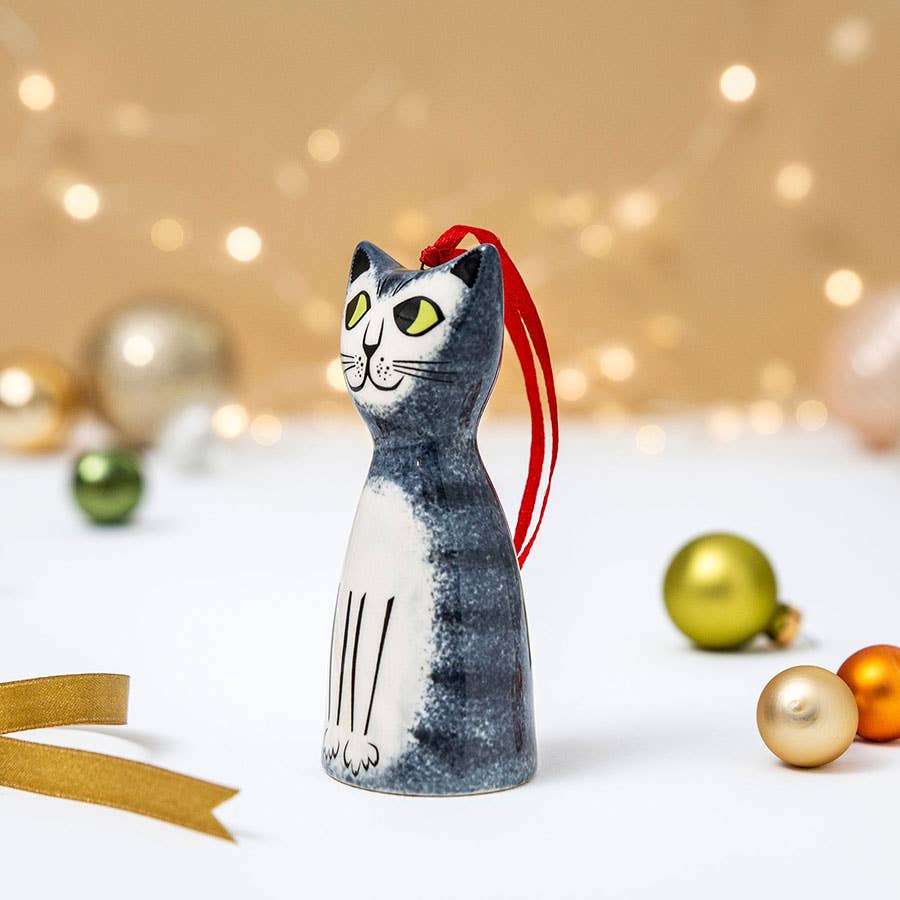 Handmade Ceramic Cat Festive/Christmas Decoration