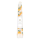 Pair of candles with lemon design on a white background