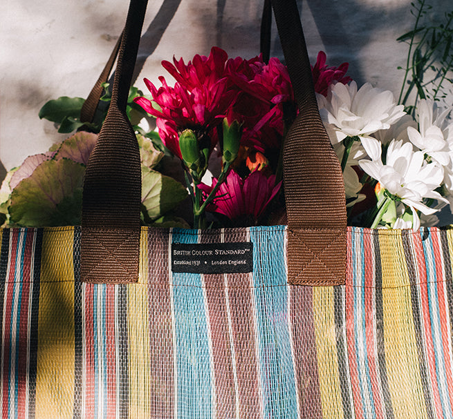 Farmers Market Shopper in Indian Yellow, Saxe Blue & Rose Beige