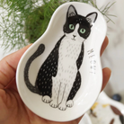 Cat Ceramic Seasoning Dish: Sitting Black Cat