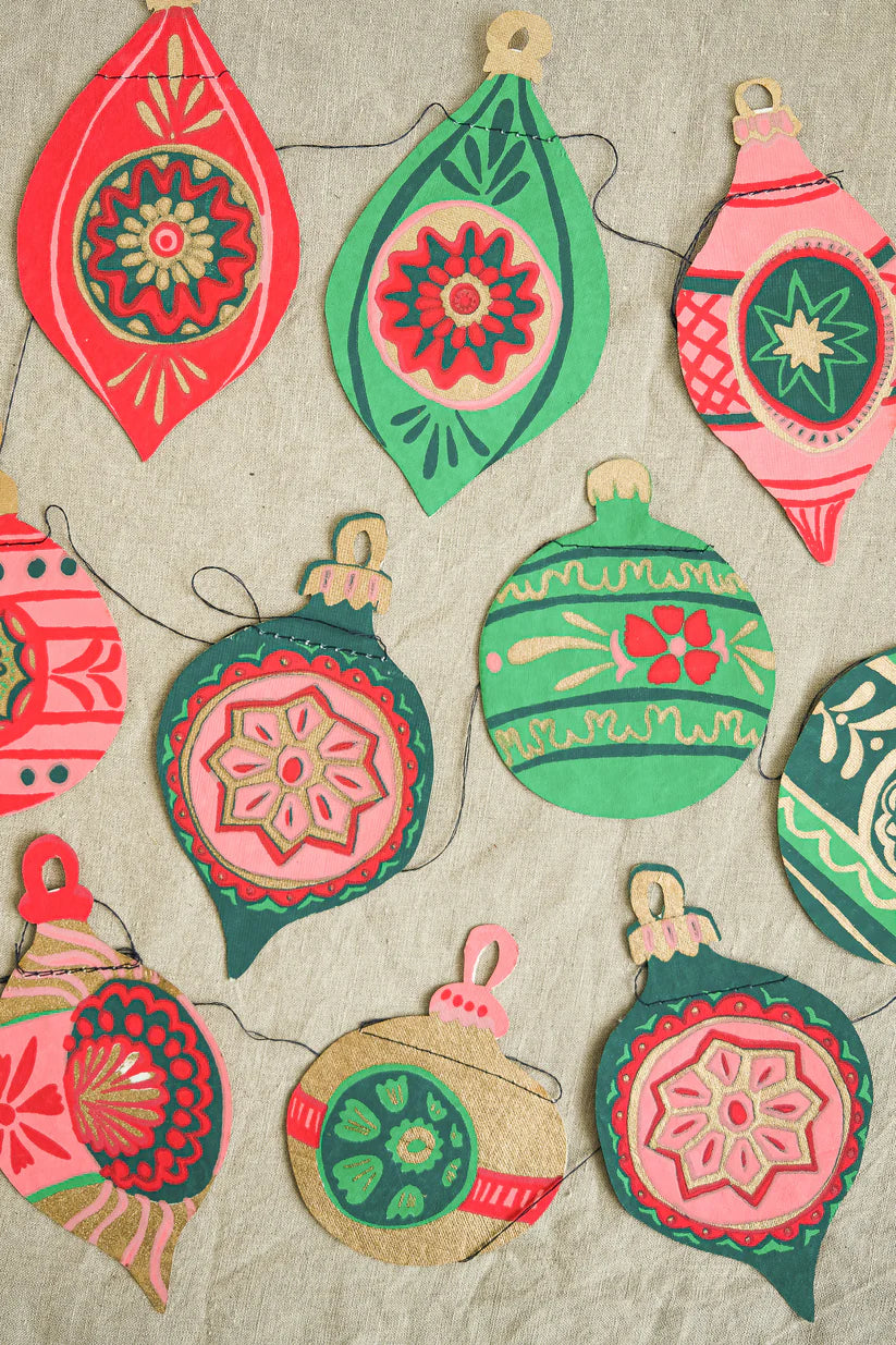 Bauble Hand Printed Paper Garland