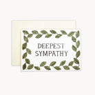 Greeting card with 'Deepest Sympathy' text and leaf design on a white background