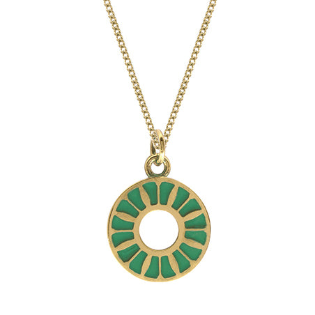 Green Flower Ring Medallion Necklace