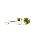 Birthstone Stud Earrings August: Peridot and Sterling Silver