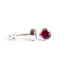 Birthstone Stud Earrings July: Ruby and Sterling Silver