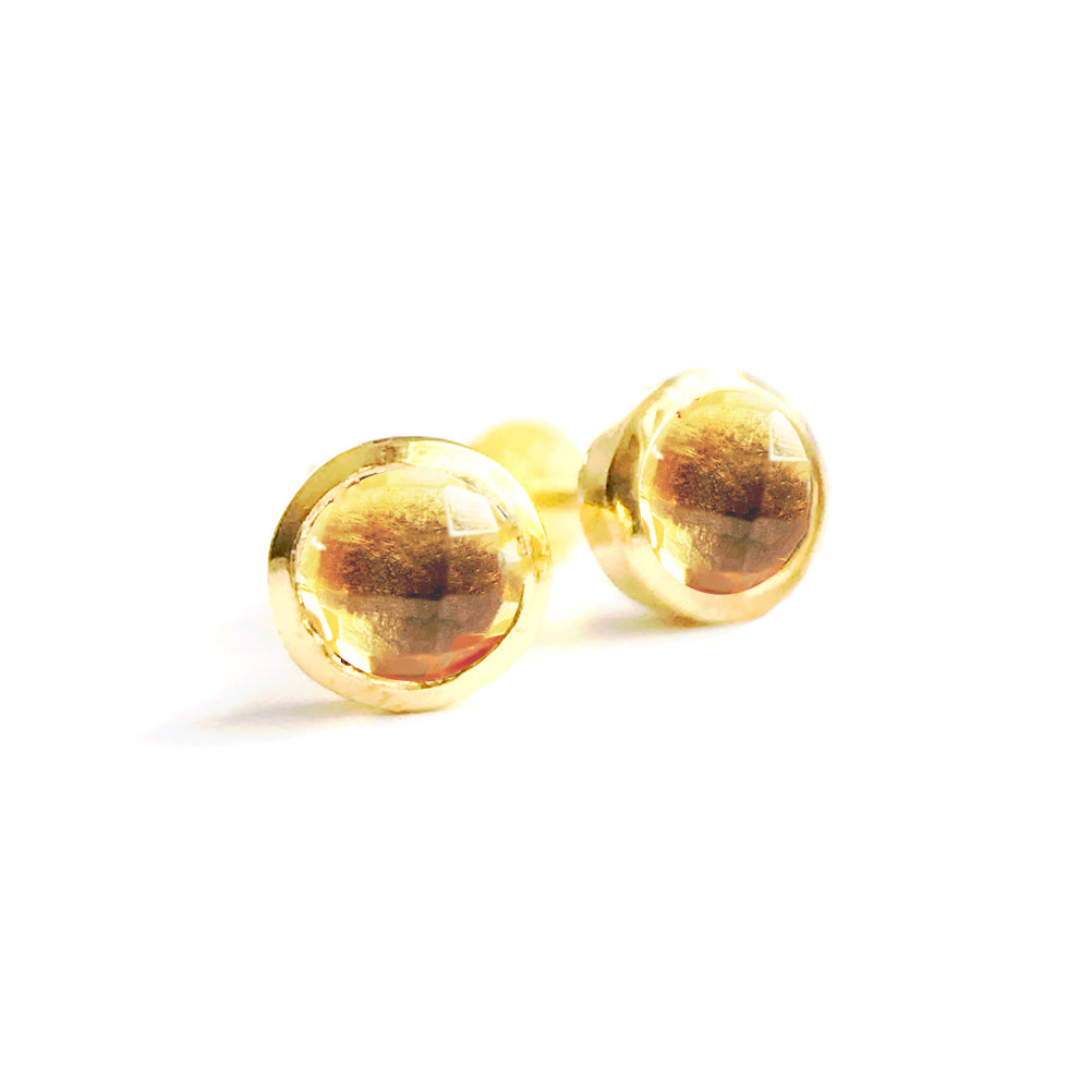 Birthstone Stud Earrings November: Citrine and Gold Vermeil