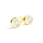 Birthstone Stud Earrings June: Moonstone and Gold Vermeil