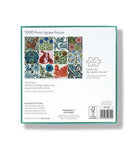 1000 piece jigsaw puzzle box with tile design inspired by William De Morgan