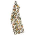 Folded fabric with a floral pattern on a white background