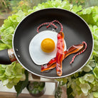 glass egg and bacon decoration 
