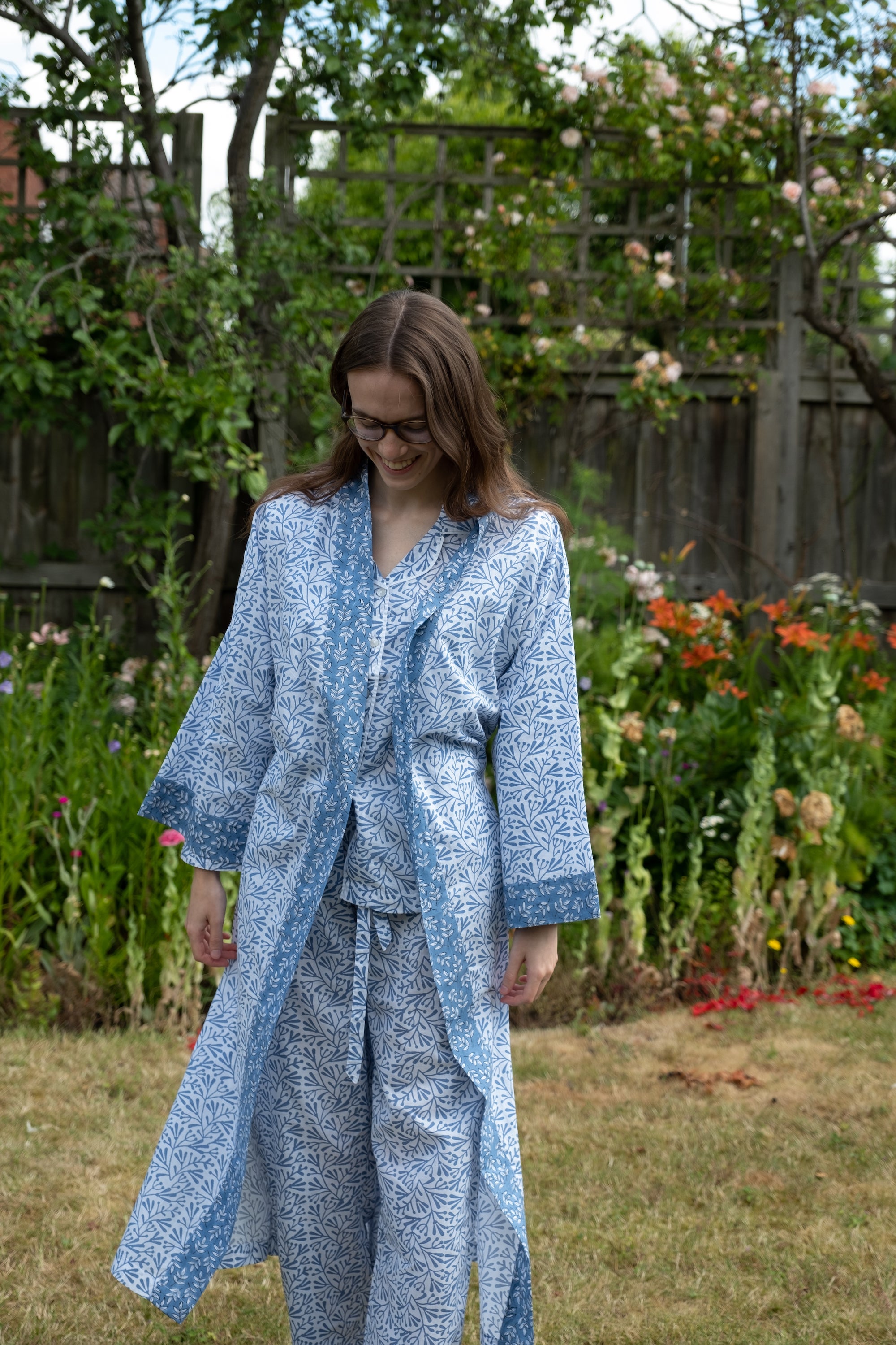 Blue Bud Cotton Pyjamas