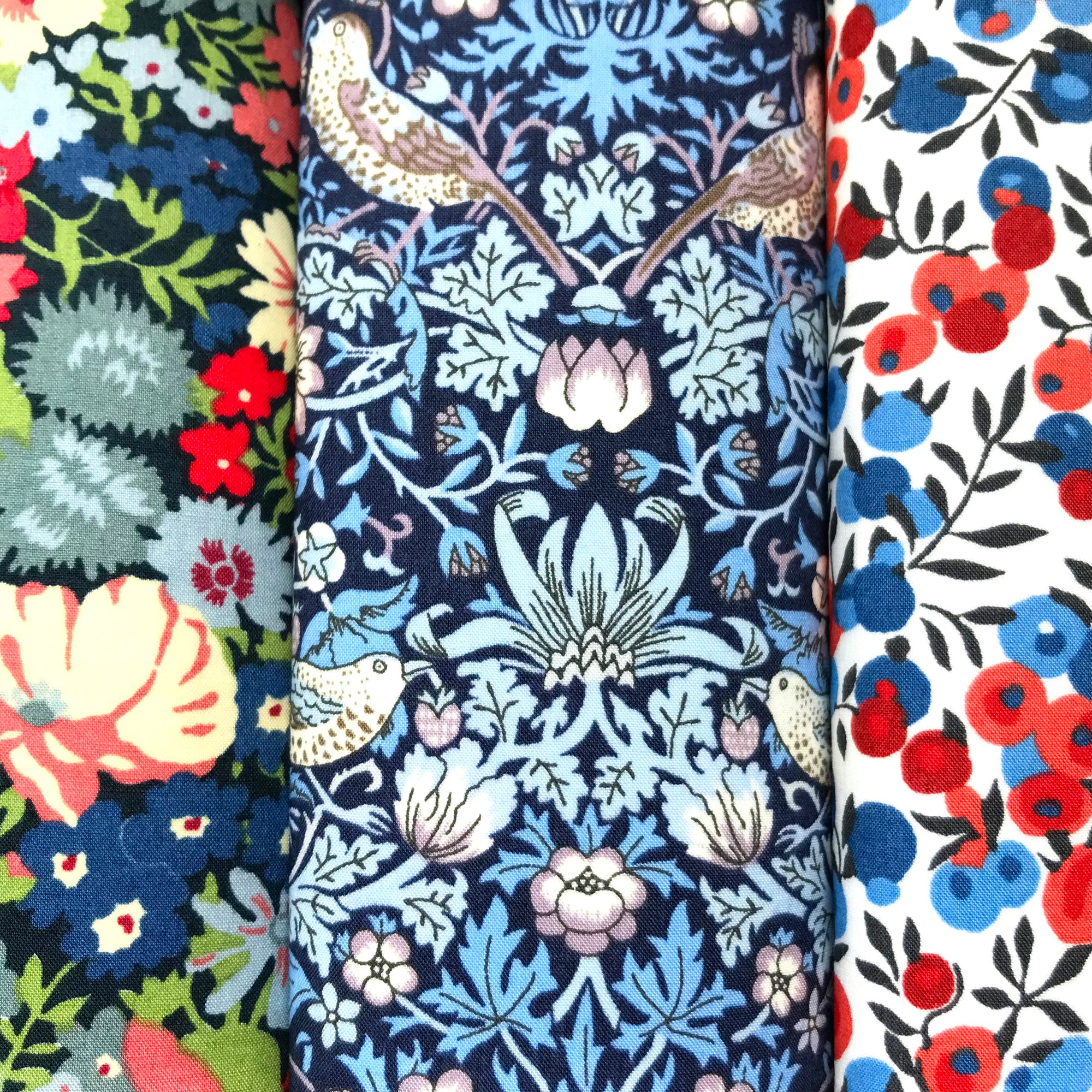Three cotton hankies in Liberty prints