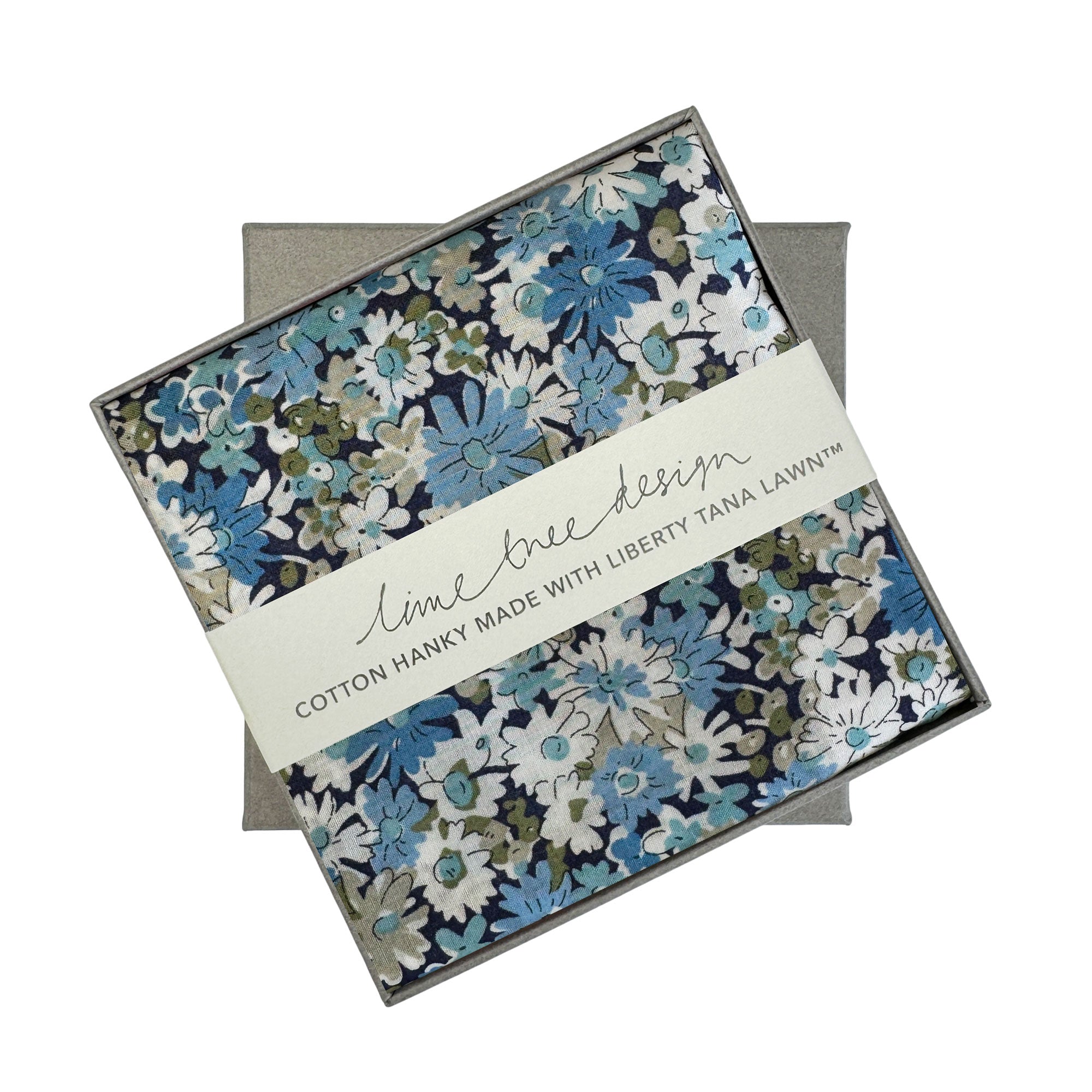 NEW Single Boxed Hanky made with Liberty Tana Lawn Blue Libby 