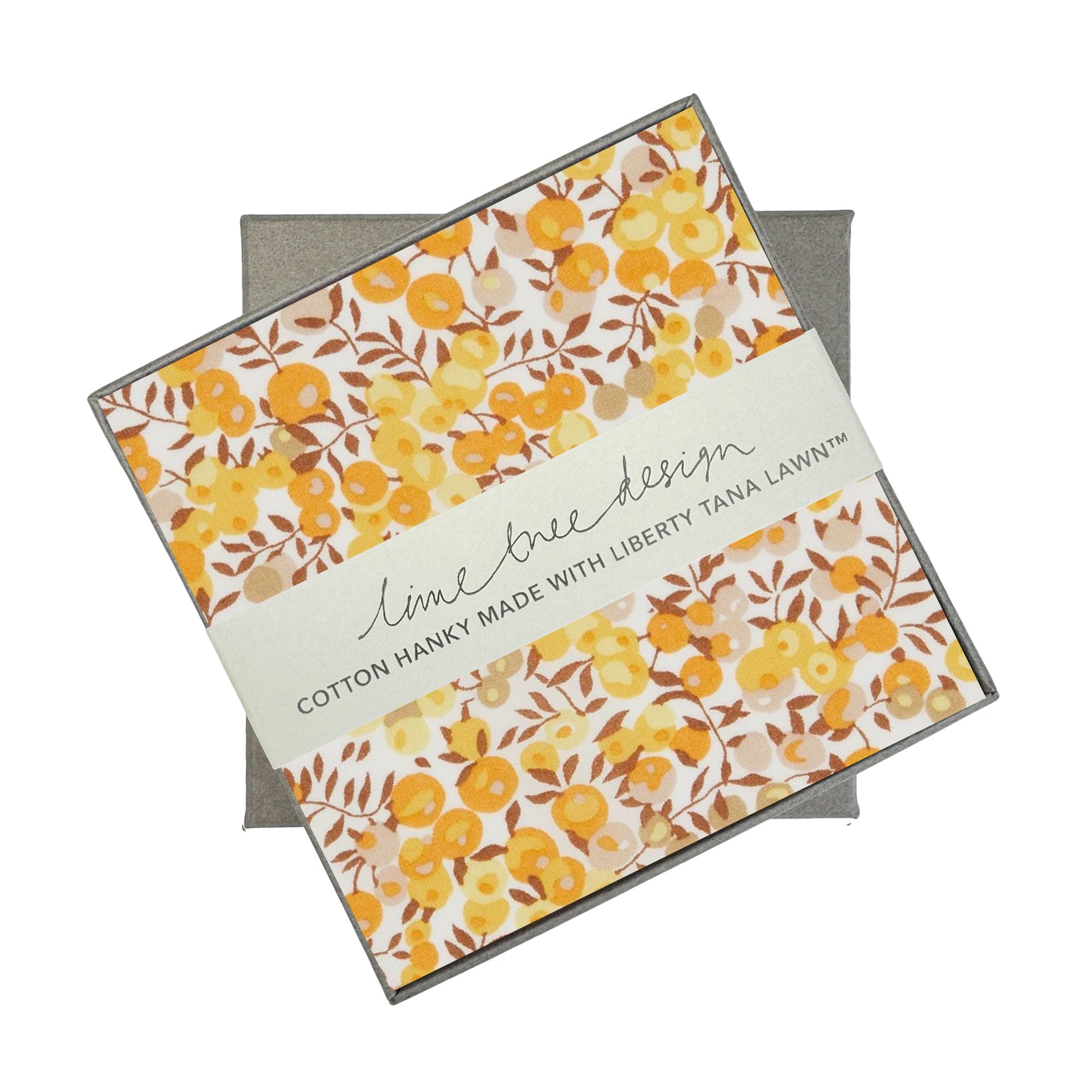 Single Boxed Hanky made with Liberty Tana Lawn Yellow Wiltshire