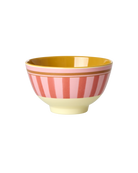 Colorful striped bowl on a white background