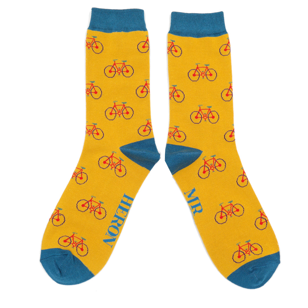 Bamboo Mens Cycle Socks Mustard