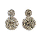 Pair of hematite beaded earrings on a white background