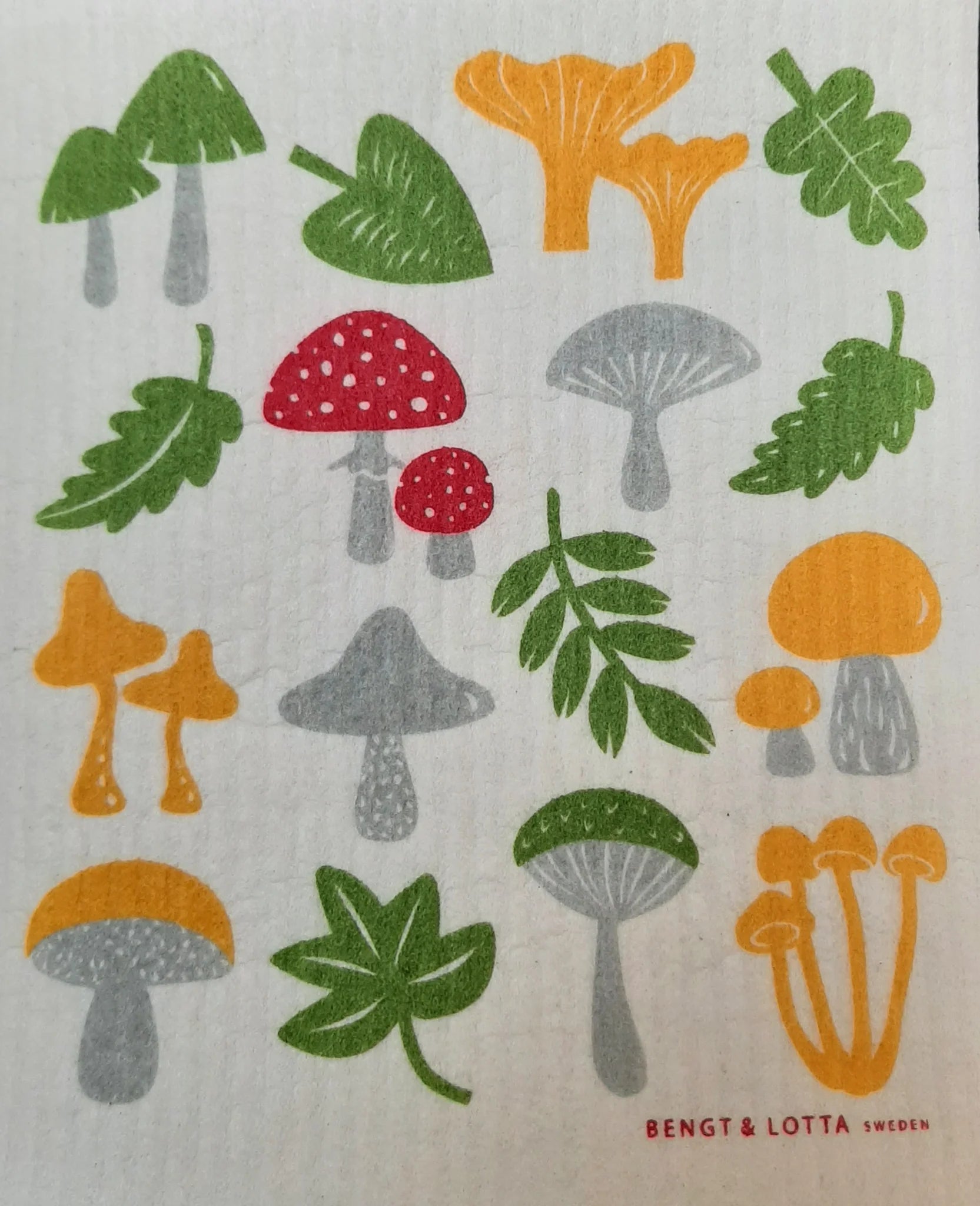 Mushroom Design Swedish Dishcloth